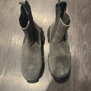 Rick Owens Women's Gray Suede Combat Moto Boot